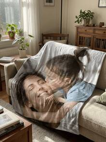 1 Pc Customized Photo Blanket, Personalized Flannel Blanket With Photo And Text, Bedding Blanket, Customized Picture Blanket, Personalized Family Photo Blanket, Customized Image Blanket, Personalized Throw Blanket With Image, Home Gift, Wedding Gift, Mother's Day Gift, Birthday Gift, Office Use, Breathable,Lightweight,Washable,Funny,Cute,Love,Soft,Comfortable,Elegant,Simple,Custom,Personalized,Unique,Ideal Gifts For Him,Ideal Gifts For Her,Him,Her,Boyfriend,Girlfriend,Dad,Mom,Family,Friends,For Anniversaries,For Mother's Day,For Birthdays,For Valentine's Day,For Graduation,For Father's Day,For Weddings,For Housewarming,Sofa,Bed,Car,Tea Room,Bedroom,Bathroom,Living Room,Dining Room,Season Picks, Autumn Home Refresh, Scandinavian Cozy Home, Winter Grace,Fall Decor - Multicolor - View 4