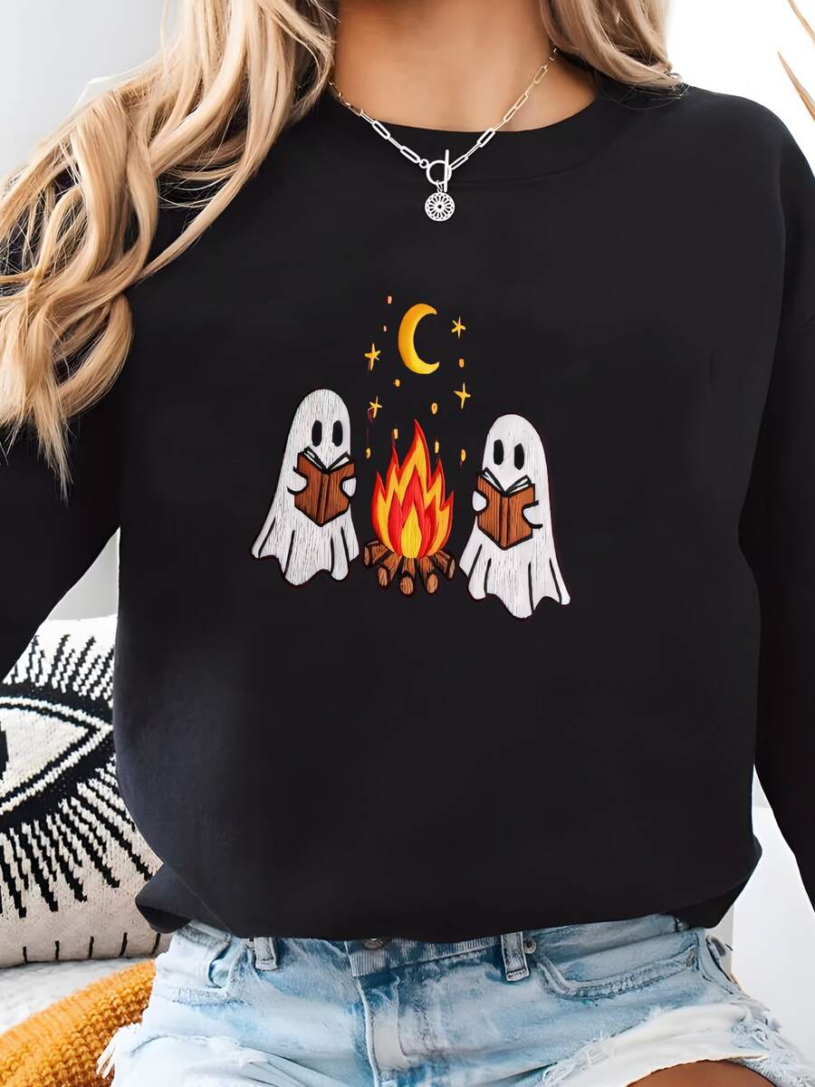 Women Plus Size Sports Sweatshirts - Black - View 1