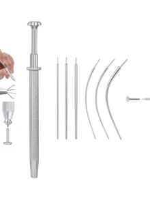 Piercing Taper Ball Grabber Tool For Changing Jewelry - 14G 16G 18G 20G Piercing Taper Flat Back Earring Applicator Tool Threadless Insertion Pin Body Jewelry Stretching Kit For Ear/Nose/Navel/Nipple/Lip/Eyebrow/Tongue - Silver - View 11