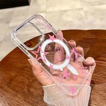 Funda para teléfono con estampado de noche estrellada rosa, una sola pieza, material de TPU+PC transparente, compatible con carga inalámbrica magnética, a prueba de golpes y arañazos, compatible con iPhone 17 Pro Max/17/17 Pro/17/11/12/12 Pro/12 Plus/13/13 Pro/13 Plus/13 Pro Max/14/14 Plus/14 Pro/14 Pro Max/15/15 Plus/15 Pro/15 Pro Max/16/16 Plus/16 Pro/16 Pro Max/16e, S25 Ultra/S24 Plus/S23+/S22/A35/A55/A15/A16/A36/A56/A26/A54/S25 Edge - transparente - Ver 5