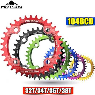 MOTSUV 104 BCD Mountain Bicycle Round Oval Chainring Narrow Wide Chainwheel 32T/34T/36T/38T Cycling Star Ring Crankset Part Set