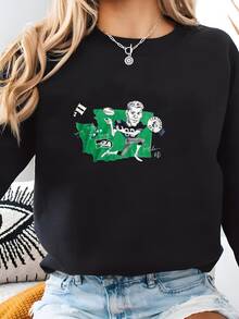 Women Plus Size Sports Sweatshirts - Black - View 1