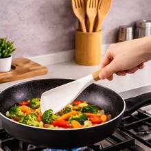 12英寸不粘锅硅胶勺，适用于搅拌、舀取和刮取，黑白两色 - 彩色 - 查看 4