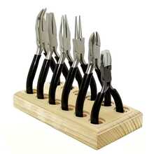 6 piezas Alicates para hacer joyería + 1 caja de almacenamiento de madera, que incluye alicates de punta redonda, alicates de punta plana, alicates de punta afilada, juego de alicates para joyería artesanal con estante de madera, suaves y sin rebabas, adecuados para manualidades con cuentas, exhibición y empaque de alicates de joyería, bandeja de almacenamiento de alicates de joyería, kit de herramientas DIY