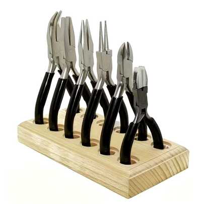 Alicates para hacer joyas + 1 caja de almacenamiento de madera, que incluye alicates de punta redonda, alicates de punta plana, alicates de punta afilada y otros alicates pequeños para joyas, con un estante de herramientas de madera duradera, adecuado para manualidades de abalorios DIY, exhibición y empaquetado de alicates para joyas, kit de herramientas DIY