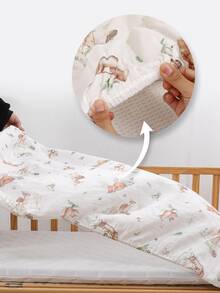 1件Oeko-Tex认证动物纹柔软婴儿床单，透气舒适，适用于婴儿床、摇篮或矩形床垫，春夏两季穿着舒适。 - 彩色 - 查看 5