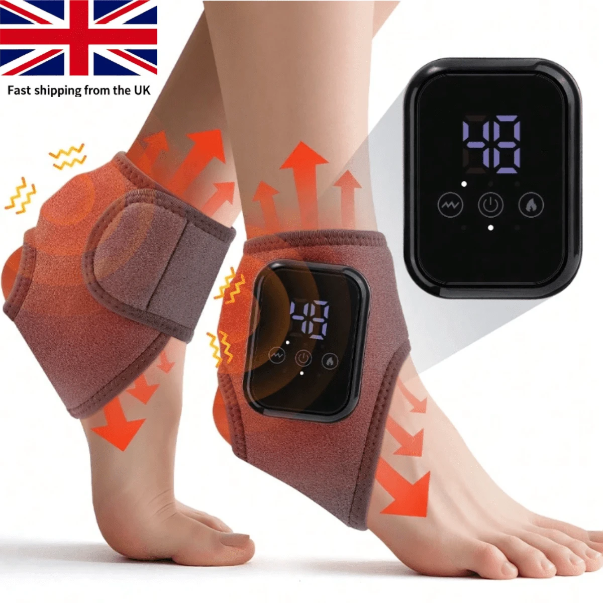 Portable Electric Foot Heating & Massage Device, 3 Heat Levels + 3 Vibration Modes, Timed & Touch Screen, Suitable For Left & Right Feet. Fathers Day Gifts.