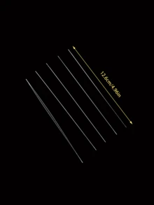 [5pcs/Pack]Beading Needles, Side-Opening Design, Solves Beading Threading Difficulty. 5.8cm, 7.6cm, 12.6cm, 15cm 4 Common Lengths Available, Slim And Smooth Needle Body Can Pass Through Various Small Hole Beads, Suitable For Making Bracelets, Necklaces, Earrings, Hair Accessories And Other Beaded Jewelry - Silver - View 8