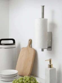 1个不锈钢厨房纸巾架，壁挂式，纸巾架，自粘式橱柜底部收纳架，厨房收纳架，提供粘胶和螺丝两种安装方式。 - 彩色 - 查看 7