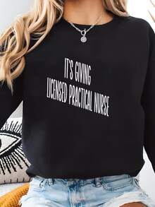 Women Plus Size Sports Sweatshirts - Black - View 1