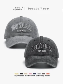 2pcs Vintage Embroidered Adjustable Hats, Unisex, Suitable For All Seasons, Spring, Summer, Autumn, Winter, Ideal For Valentine's Day, Wedding, Christmas, Back To School, Father's Day, Outdoor Sports & Travel, Sun Protection, Versatile Gift, Customizable Trucker Cap In Black, Pink, Purple, Yellow, Casual Headwear, Men's Hats - Black+Gray - View 10