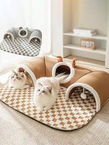 Cat Tunnel, Cat Bed, Small Pet Tunnel, Small Pet Bed, Deer, Pet Bed, Hidden Play Toy, Cat Tunnel, Play & Sleep, All-In-One Bear Shaped Tunnel, Cat Bed, Pet Bed, Warm Bed, Rabbit, Hamster Tunnel Bed - Multicolor - View 1