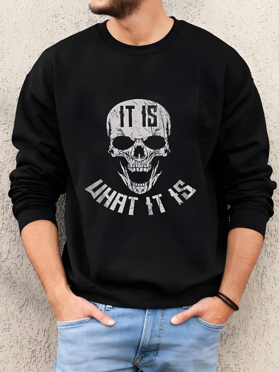 Hombres Es Lo Que Es Camisa De Cráneo, Divertido Humor Tee, Camisa De Humor Para Adultos, Camisa Sarcástica, Sarcasmo Tee, Regalo Para Su Camisa Gráfica Sudadera - Negro - Ver 1