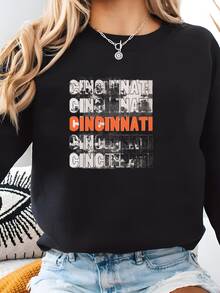 Cincinnati Sudadera Cincy Crewneck Ohio Suéter Oh Fan De Fútbol Sudadera Juego Día Camisa Mujer Vestimenta Trasera Hombres Deportes Regalo Ciudad Tee Sudadera - Negro - Ver 2