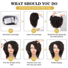 Short African Twist Braided Wig, Faux Dreadlocks, Glueless Synthetic African Curly Hair Wig, Brown Ombre Color, Heat Resistant Synthetic Hair, Suitable For Women's Daily Wear, Cosplay Or Party - Brown Ombre - View 5