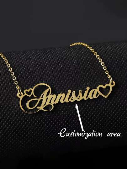 Personalized Name Necklace - Custom Heart-Shaped Pendant With Cursive Font, Stainless Steel Jewelry, Perfect For Everyday Wear, A Great Valentine's Day Gift For Her, Stylish.