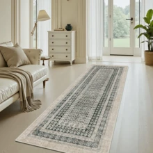 1pc Vintage Moroccan- Floral Striped Area Rug/Carpet/Doormat/Runner, Soft Washable Rug For Bathroom, Kitchen, Entryway, Hallway, Bedroom, Living Room, All Season Home Decor - Multicolor - View 4