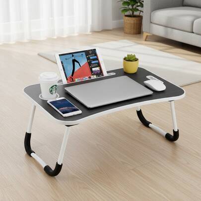 60x40cm small, modern multicolored laptop desk with card slot, book stand, cup holder, folding table with tray, foldable sofa bed table, foldable laptop desk, foldable sofa bed tray, laptop, study and reading, novelty foldable laptop desk, lazy student dorm room, small writing table, study desk
