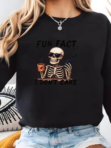 Camiseta Fantasma De Halloween, Esqueleto Espeluznante, Camiseta Fantasma De Halloween, Fantasma Espeluznante, Gato De Halloween, Sudadera Espeluznante, Sudadera - Negro - Ver 1