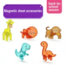 Colorful Window Magnetic Tiles Toy Accessories, Small Animal Dinosaur Zoo Puzzle, Children's Educational Magnetic Building Blocks, Creative Construction Toy, Suitable For New Year, Birthday, Holiday Gifts - Multicolor - View 4