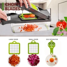 14/16pcs Multi-Function Vegetable Chopper Set | Equipped With Multiple Blades For Slicing, Shredding, Dicing, Includes Garlic Press & Sealed Storage Box, Easy Press Operation, & Practical For Home Cooking, Fast Meal Prep, Small Catering - Multicolor - View 8