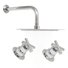 Square Shower Head 20cm With Round Tube 40cm And Metal Handles, Silver Shower Accessories Ideal For Modern Bathroom Remodeling. - 銀色 - 查看 6