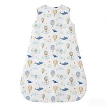 1件轻薄无袖婴儿睡袋，100%纯棉纱布面料，可爱热气球和海豚印花，适合新手妈妈，春夏款