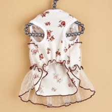 1pc Pet Rose Lace Cute Valentine's Day Tank Dress, Dog Clothes, Cat Clothes, Costume, Holiday Decoration, Pet Dress - Red and White - View 7