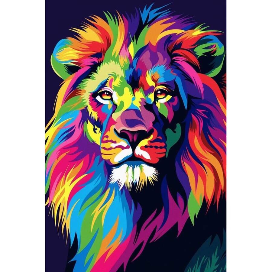 5D Diamond Painting Kit - Lion Animal, Full Drill Diamond Mosaic Art Painting - Multicolor - View 1