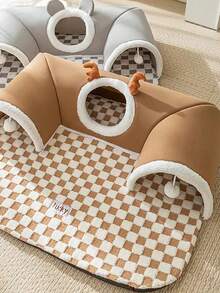 Cat Tunnel, Cat Bed, Small Pet Tunnel, Small Pet Bed, Deer, Pet Bed, Hidden Play Toy, Cat Tunnel, Play & Sleep, All-In-One Bear Shaped Tunnel, Cat Bed, Pet Bed, Warm Bed, Rabbit, Hamster Tunnel Bed - Multicolor - View 4