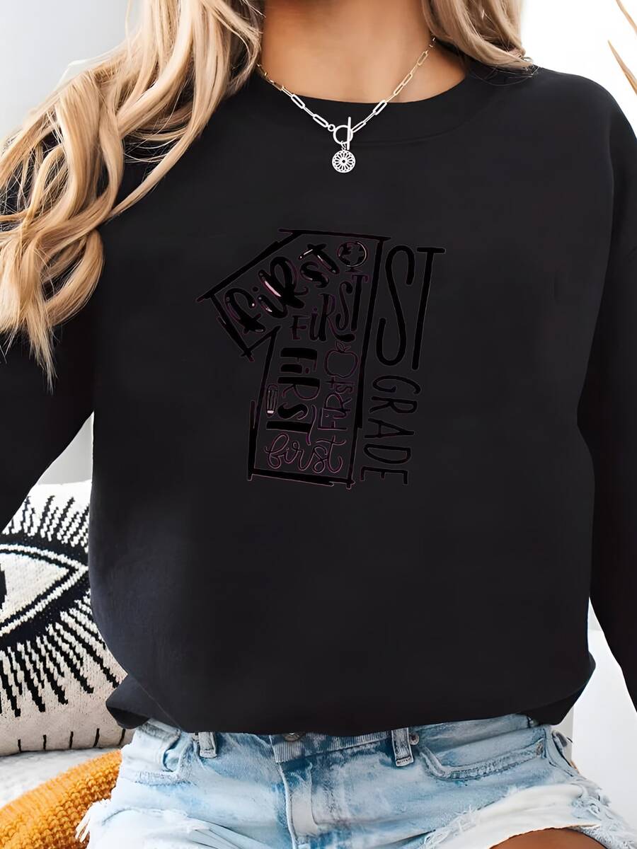 Camiseta De Primer Grado, Camiseta Del Maestro De Primer Grado, Camiseta De Primer Grado, De Vuelta A La Escuela Camiseta De Primer Grado, Primer Día De La Camiseta Escolar, Niños De Primer Grado Sudadera - Negro - Ver 1