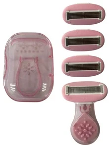 5-Blade Pink Manual Bikini Razor, Portable Hair Removal Device For Underarms, Legs And Bikini Area, Stainless Steel Blades, Replaceable Pink Heads, Great Gift For Girls, Suitable For Beach, Vacation, Travel And Business - Pink - View 13