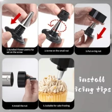 22件套饼干压花器 - 奶油釉枪，豆沙釉嘴套装，包含13个模具+8个釉头+1个压枪，适用于制作甜甜圈、奶油蛋糕等，是圣诞节和情人节烘焙的必备厨房工具，无需用电，手动操作，是完美的礼物之选。 - 彩色 - 查看 11