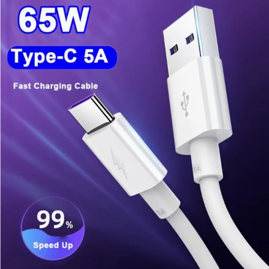 1 PC 65W 5A USB Type C Data Cable Fast Charging Data Cable Suitable For Samsung Galaxy S23 S22  Suitable For Redmi P40 Phone Android Phone Accessories USB C Data Cable Mobile Power Charger USB C Cable - White - View 1