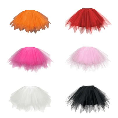 Fluffy Tutu Skirt, Asymmetrical Petticoat, Princess Dress, Multi-Layer Tulle Skirt, Boneless Skirt, Suitable For Festivals, Stage, Banquet, Performance, Cosplay, Dance, Holiday Decoration, Wedding Bride/Bridesmaid Underskirt, Available In Black, Red, Light Blue, Fuchsia, Orange, Neon Green, Pink