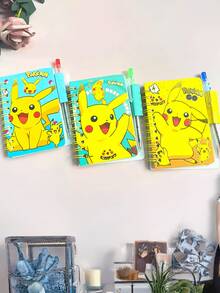 1pc Pokemon Pocket Monster Notebook With 1 Pen, Spiral Bound Memo Pad, Student Gift, Suitable For Holidays, Parties, Small Gifts (Pen And Notebook Are Random Combination) - Multicolor - View 4