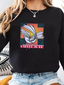 Women Plus Size Sports Sweatshirts - 黑色 - 查看 2
