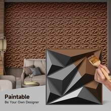 3D Wall Panel For Interior Wall Decoration, Water- And Oil-Resistant, PVC, Geometric Textured Wall Panel For Living Rooms, Halls, Bedrooms, Hotels, Offices, Black/White, 30 Cm X 30 Cm (Incl. Roll Of Wall Tape) - 對角鑽 - 查看 3