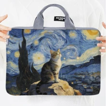 Cute Cat Painting Style Laptop Sleeve Bag, Fits 11-13 Inch Laptops, IPads, Tablets, Casual & Business Handbag, A4 Document Bag Laptop Case Laptop Cover Computer Bag Carrying Hand Bag Laptop Bag Water Resistant Travel Essentials - Multicolor - View 6