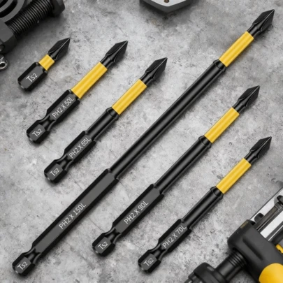 Kit 6 Bits Ponteiras PH2 Magnéticas de Impacto Aço Reforçado 25 a 150mm