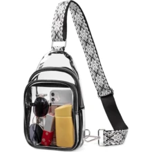 Mini Bolso Cruzado En El Pecho,Para Hombre Y Mujer Con Bolsillos Dobles,Riñonera Impermeable Con Manos Libres,Adecuado Para Deportes Al Aire Libre,Correr Y Viajar - Transparente-Negro-06 - Ver 13