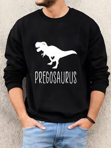 Hombres Camiseta De Pregosaurus, Camiseta De Anuncio De Embarazo, Divertida Camiseta De Ducha Del Bebé, Regalo Para La Madre En Espera, Camiseta De Maternidad Humorista, Camiseta De Mujer Embarazada Sudadera - Negro - Ver 1