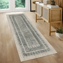 1pc Vintage Moroccan- Floral Striped Area Rug/Carpet/Doormat/Runner, Soft Washable Rug For Bathroom, Kitchen, Entryway, Hallway, Bedroom, Living Room, All Season Home Decor - Multicolor - View 6
