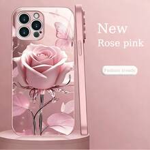Pink Rose Butterfly Elegant  Phone Case - Compatible With IPhone 17/17 Air/17 Pro/17 Pro Max/16/16 Pro/16 Plus/16 Pro Max/16e/15/15 Pro/15 Pro Max/14/14 Pro/14 Plus/14 Pro Max/13/13 Pro/13 Pro Max - Shockproof, Durable, Fashionable Design - Pink - View 2
