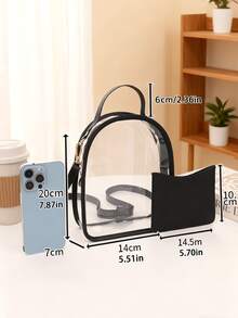 Transparent Backpack Lunch Bag, Approved For Sports Venues, Transparent Bag With Adjustable Straps, Thick PVC Mini Transparent Bag With Leather Trim, Transparent Lunch Box For Men And Women'S Work, Suitable For Sports Events, Concerts, Festivals, Work, School, Picnics, Travel, Sports - Multicolor - View 9