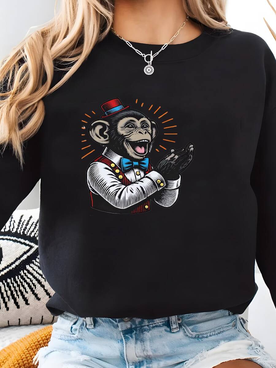Camiseta Anti Arancel, Camiseta Anti Sutil, Camiseta De Arancel, Cultura Pop, Camiseta De Mono Aplaudiendo, Anti Mercancía, Activista Político, Resistir Sudadera - Negro - Ver 1