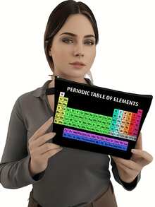 Bolsa de cosméticos con impresión de la tabla periódica, bolsa de almacenamiento multifuncional con elementos químicos divertidos, organizador de viaje, bolsa digital, bolsa de papelería, elegante y portátil, gran capacidad, el mejor regalo para entusiastas de la química, maestros, estudiantes, familia, amigos y compañeros de clase. Regalos y recuerdos perfectos para vacaciones, cumpleaños, fiestas, regalos de dama de honor, San Valentín y Ramadán, bolsa esencial de viaje - Multicolor - Ver 7