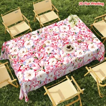 1/20件装春季桌布，柔和的薰衣草色底布，饰以鲜艳的粉色和白色花卉图案，点缀着精致的花瓣和绿叶，风格活泼动感，是家居、厨房、户外花园派对、节日装饰和春季庆祝活动的理想之选。 - 彩色 - 查看 5