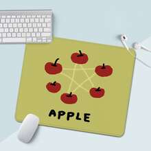 苹果方形鼠标垫，可爱艺术迷你桌面垫，办公桌配件，小巧鼠标垫，适用于游戏、办公和学习，橡胶底座键盘垫，可作为圣诞节和情人节礼物送给女性、男性和朋友，尺寸为9.45*7.87英寸。 - 彩色 - 查看 3