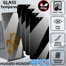 适用于华为和荣耀手机的4片装全覆盖隐私钢化玻璃屏幕保护膜，防刮防窥，易于安装，无气泡，易于清洁，耐用钢化玻璃 - 黑色 - 查看 32